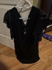 ENFORCE STUDIO Size 20W Black DRESS CAP SLEEVES! See Through Sleeves