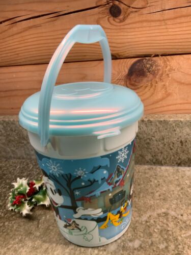 Cubo de palomitas de maíz vintage de los parques Disney Whirley Drink Works con tapa Happy Holidays - Imagen 3 de 3