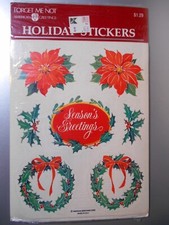 VTG American Greetings Christmas SEASON'S GREETINGS Poinsettia Sticker SEALED