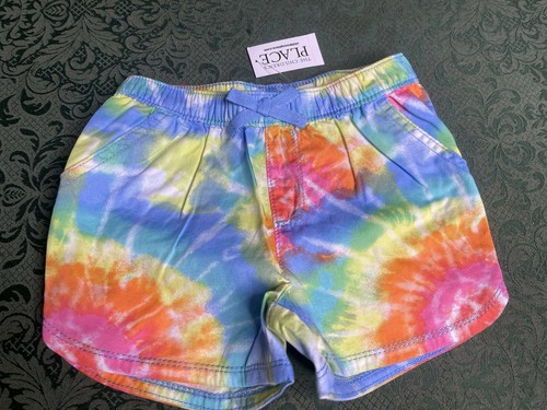 NWt TWINS 4t 4 tie dye rainbow twill shorts childrens place pride sisters match - Picture 3 of 8