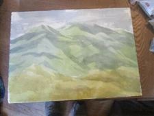 Original Watercolors By Peg Humphreys, River Scene & Mount Diablo 22" x 16"