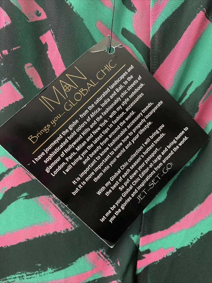 Iman Global Chic Womens Pants Size 2XP Green Tiger Palazzo Wide Leg Pull On - Изображение 3 из 4