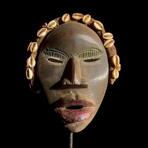 African Masks Tribal Face Vintage Carved Wood Hanging Grebo Mask Liberia-9868 - Picture 1 of 24