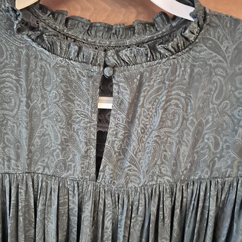 GENTLE FAWN-Green High Neck Victorian Long Sleeve Blouse Size S - Picture 12 of 16
