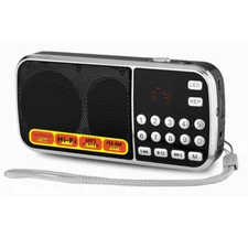 Portable Digital Radio AM FM MP3 Player Support TF Card Rechargeable +Flashlight