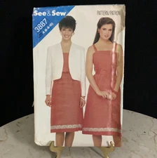 Misses Dress and Jacket Vintage Sewing Pattern See and Sew 3887