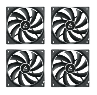 4 x Pack ARCTIC F12 Silent Black 3-Pin 120mm 12cm PC Gehäuselüfter 37CFM 20,5dBA
