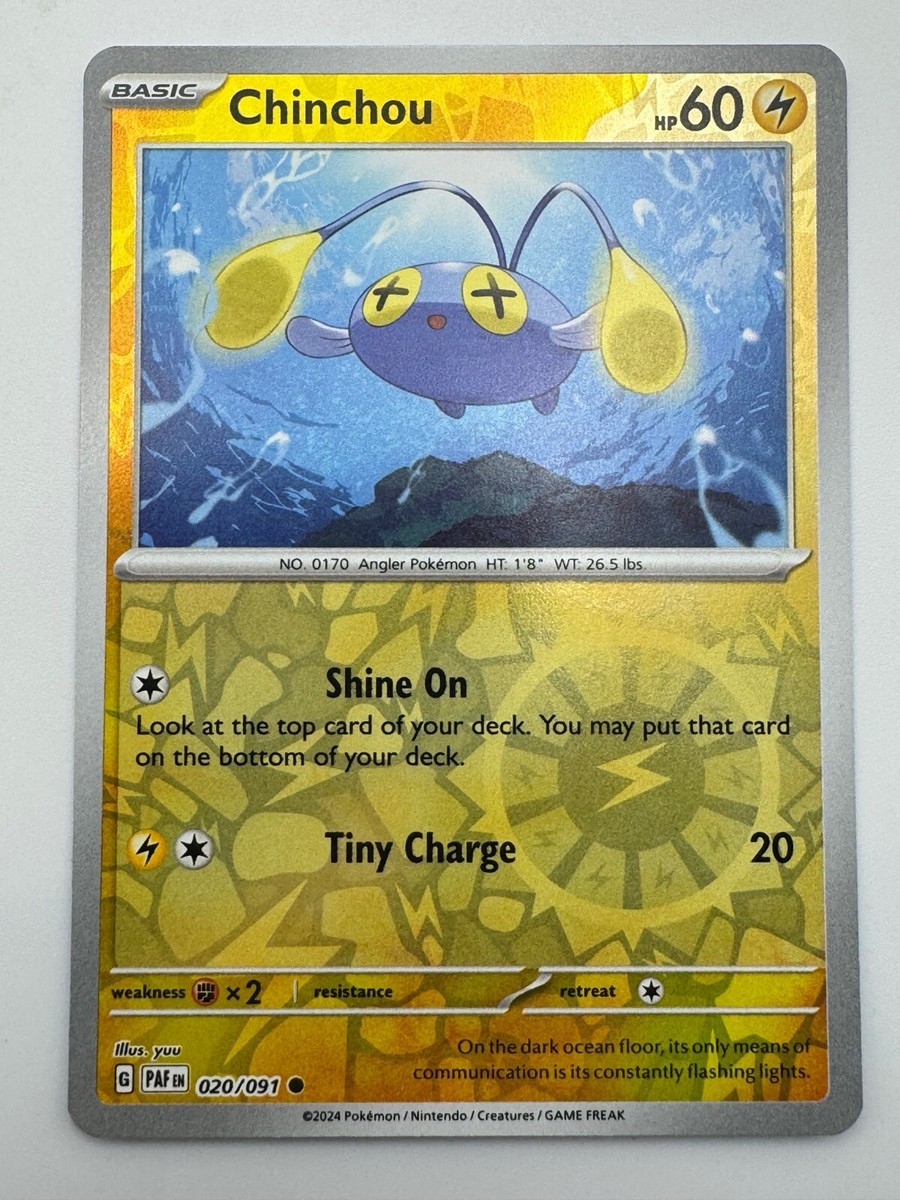 ☆chi-ko☆ Pokemon TCG Card Paldean Fates 020/091 Reverse Holo Chinchou | eBay