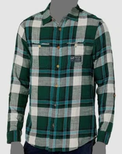 $178 Scotch & Soda Men's Green Cotton Plaid Regular-Fit Button-Up Shirt Size M