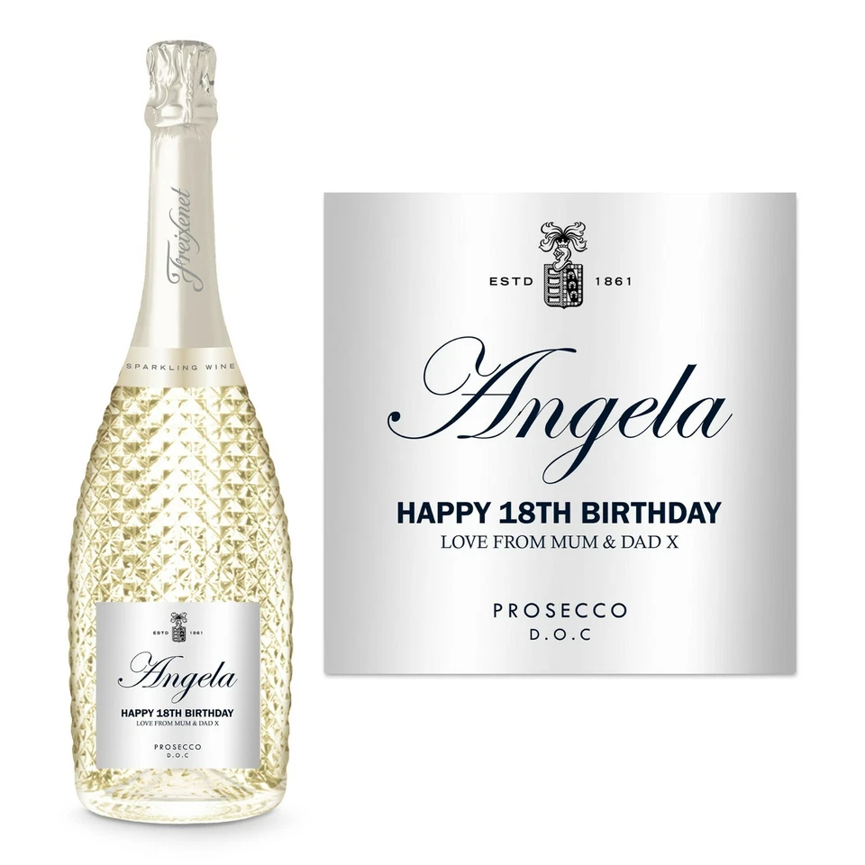 PERSONALISED FREIXENET BOTTLE LABEL WHITE PROSECCO HAPPY BIRTHDAY HEN PARTY
