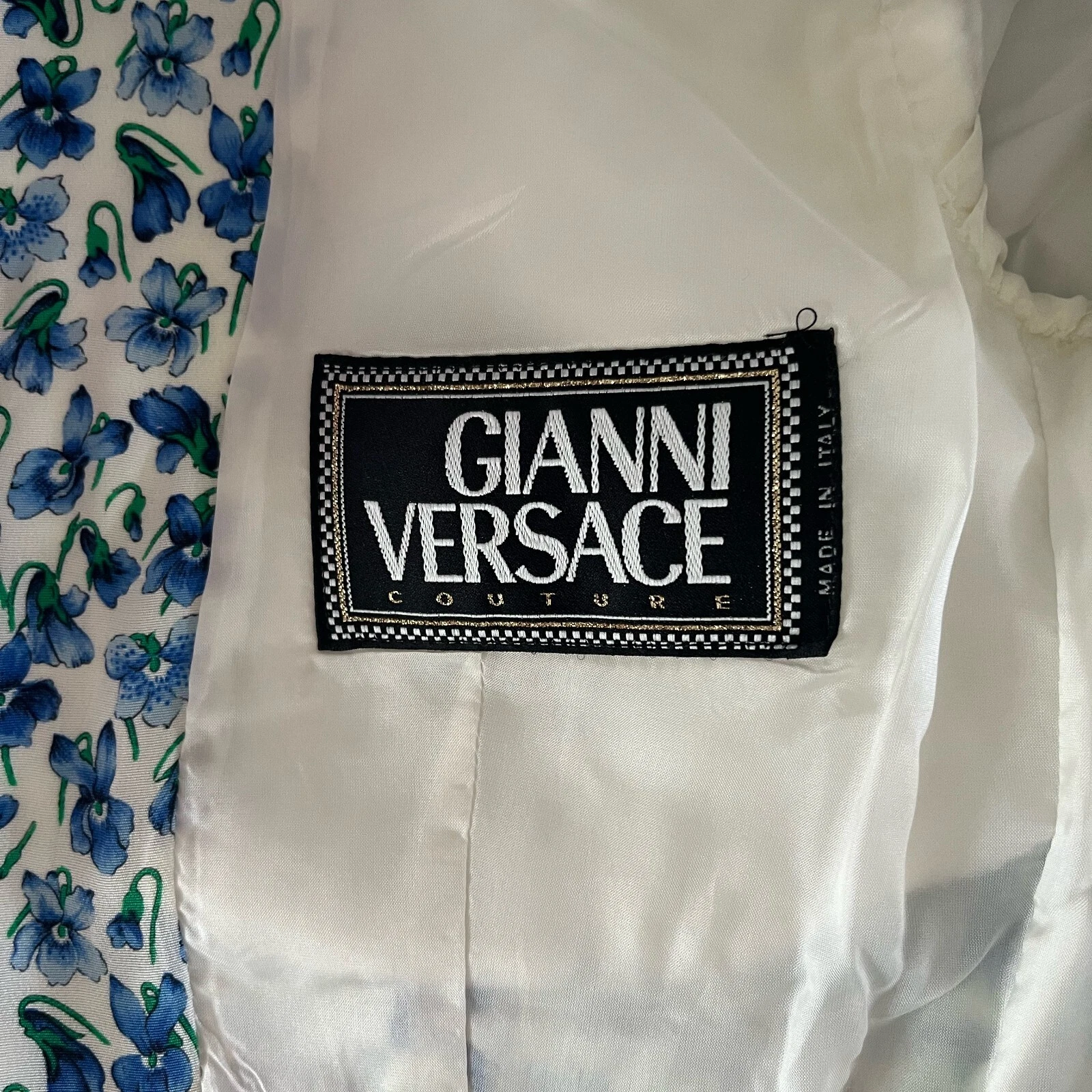 Set abito e giacca due pezzi floreali Gianni Versace Couture vintage anni '80 IT 42