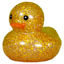 Gold Yel Glitter Rubber Duck: White  Gold Yel Dots Classic Floating 2" Bath Toy