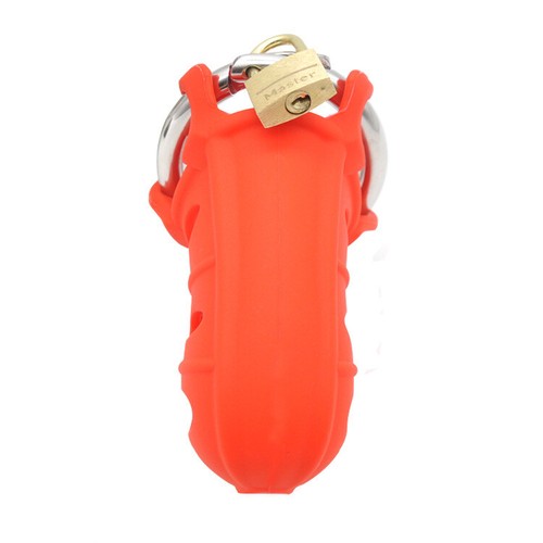 Stainless Steel Ring Male Chastity Device Belt Lock Silicone Cage Bondage BDSM - Picture 10 of 16