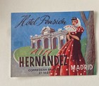 PENSION Hotel old luggage label MADRID Spain