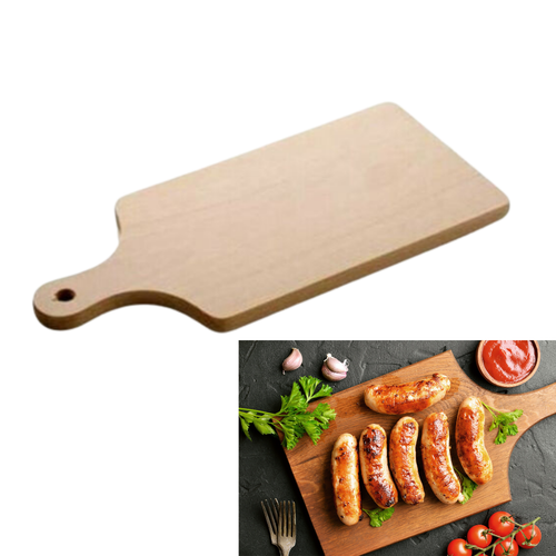 HOLZPADDEL HACKBRETT SCHNEIDEN LEBENSMITTEL SERVIERTABLETT GRIFF HOLZ BBQ STEAK - Bild 2 von 7