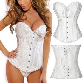 Women's Lace Up Corset Bustier Waist Cincher Sexy Lingerie Plus Size Body Shaper