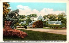 Rodin Statue the Thinker Golden Gate Park San Francisco CA UNP WB Postcard L10