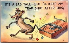1941 Mice Caught Up "It's A Sad Tale But I'll Keep My Trap Shot" Posted Postcard