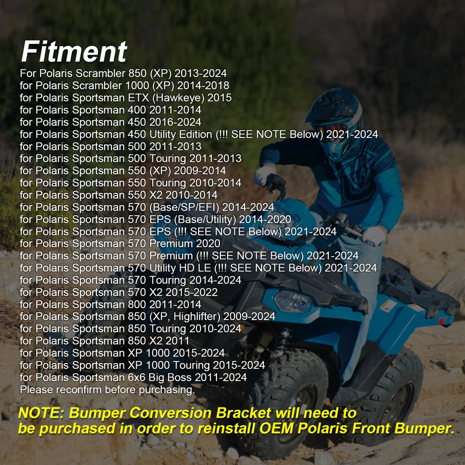 ATV 3000lb 12V Electric Winch Mount Kit For Polaris Sportsman 570/450 2014-2025 - Image 3 of 4