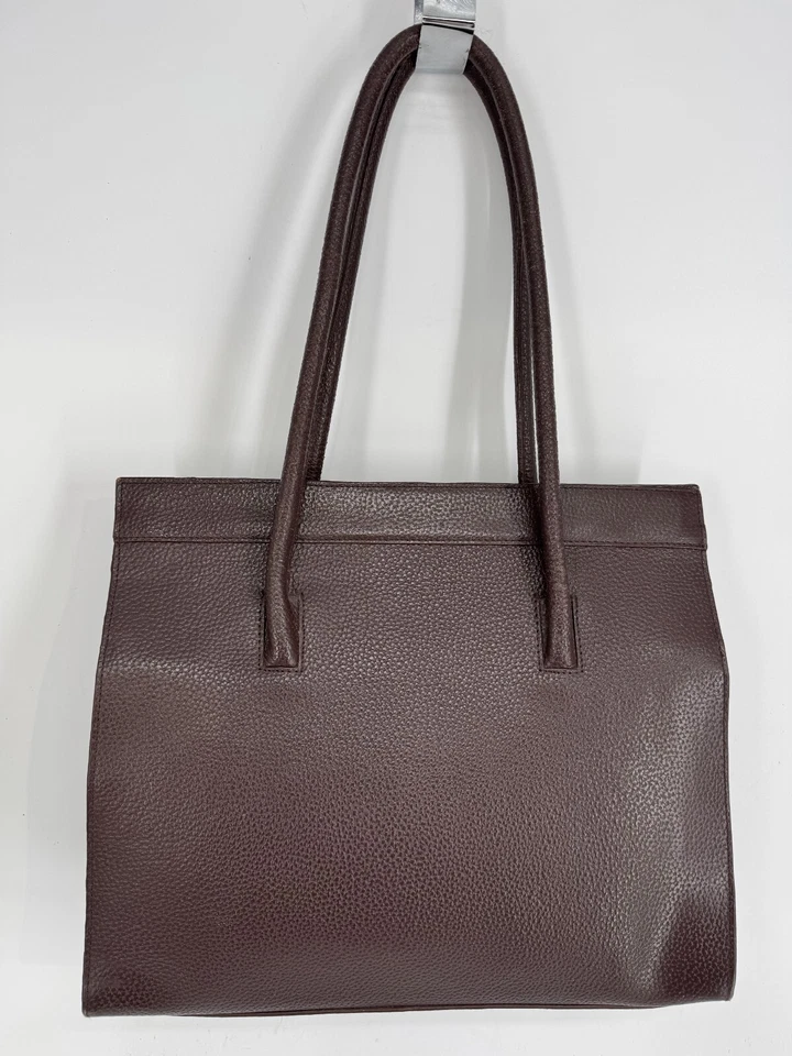 Bolsa de ombro vintage anos 90 Cleo & Patek Itália couro marrom grande bolsa de mão - Imagem 2 de 4