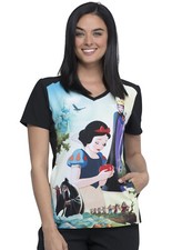 Snow White Cherokee Scrubs Tooniforms Disney V Neck Top TF637 SNEN