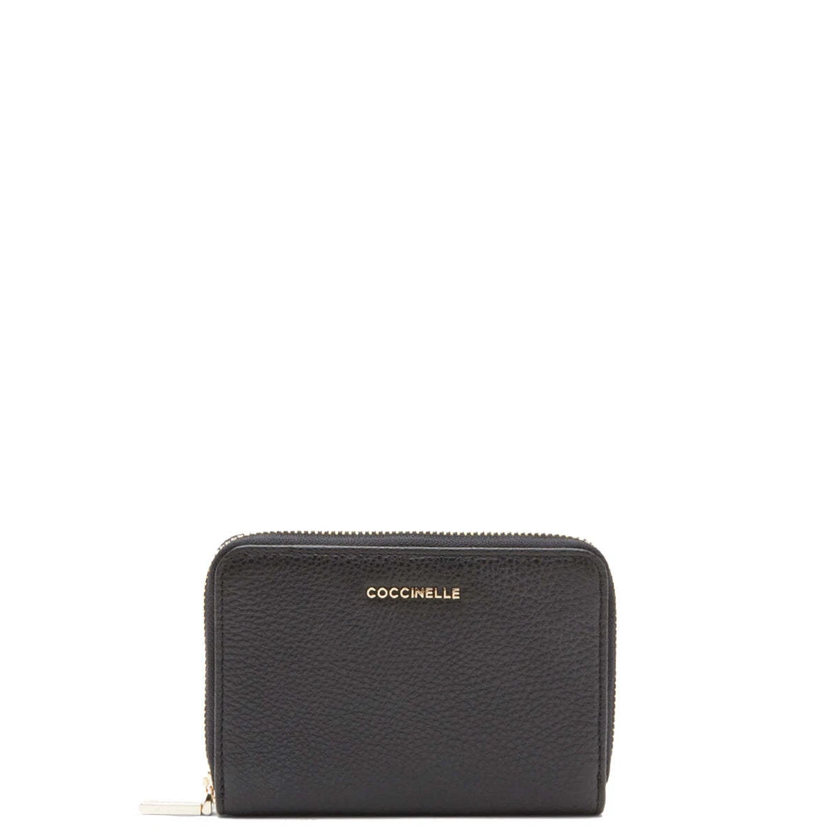 NEW Coccinelle Portafoglio Medio Metallic Soft Zip Around Noir
