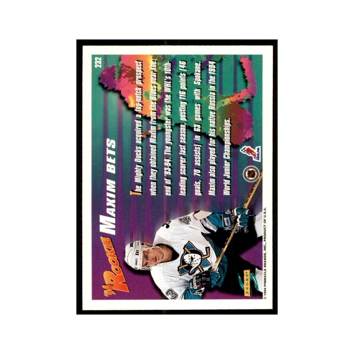 フィンガーピッキング・チャンピオンズ 1979-1994 [入手困難] 美品 1994-95 Score - Maxim Bets #232 for sale online | eBay
