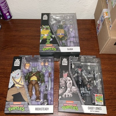Teenage Mutant Ninja Turtles TMNT BST AXN Slash Rocksteady & Casey Jones Figures