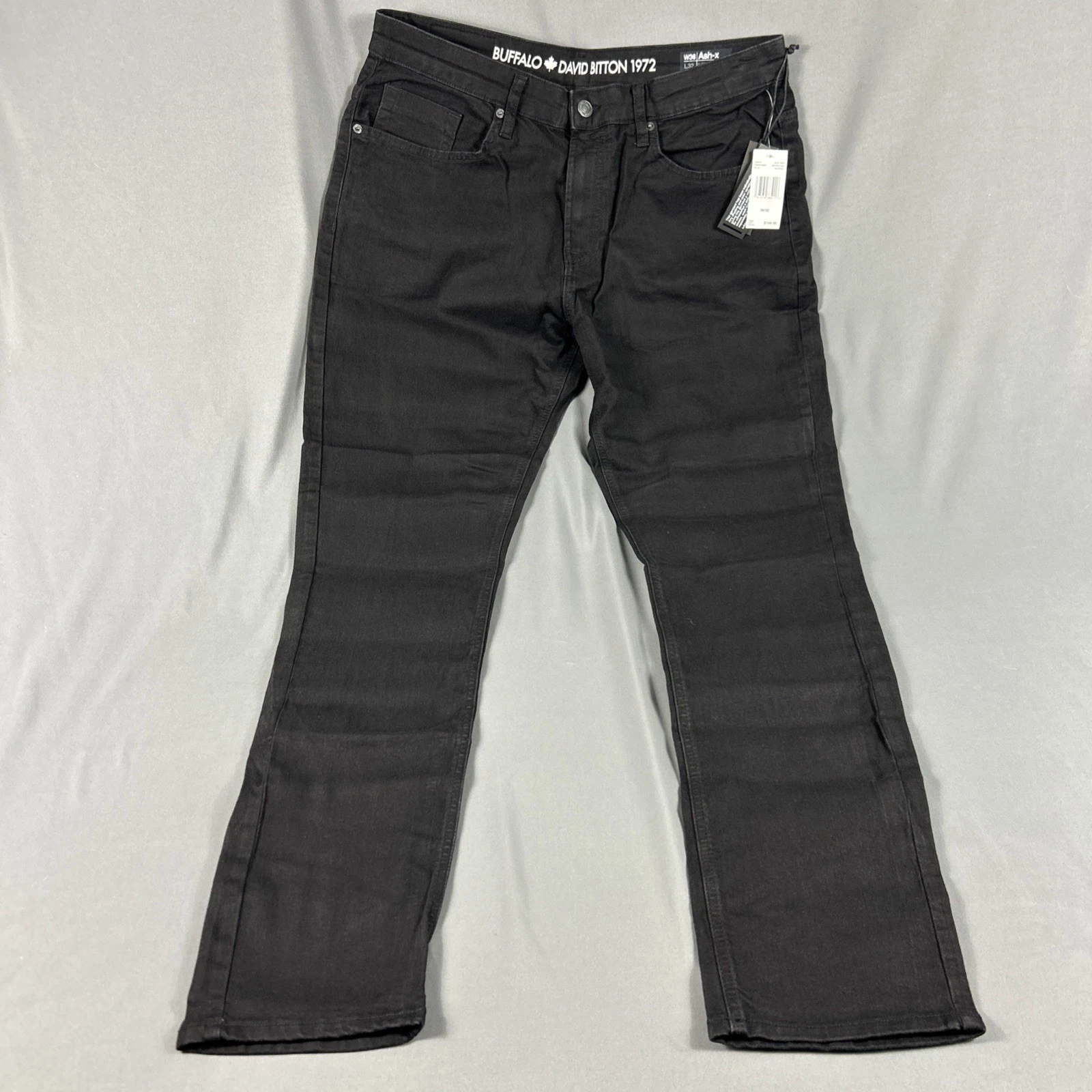 Buffalo David Bitton Jeans Ash X Slim Stretch 36 x 32 Black Rinse NWT MSRP $109