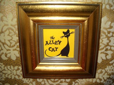THE ALLEY CAT 3 X 3 gold WOOD frame animal picture Victorian style art print