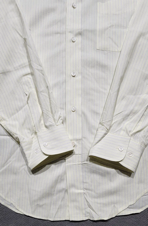 Camisa De Colección Chap Ralph Lauren Nueva De Colección Para Hombres 17-35 Amarillo Rayas Cuello Club Foto 4 de 4