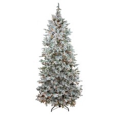 Northlight 7.5' Flocked Colorado Spruce Artificial Christmas Tree - Clear Lights