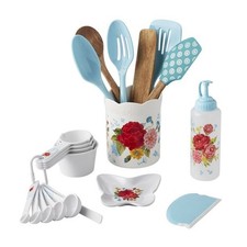 Pioneer Woman Sweet Rose Kitchen Gadget Set 20pc Crock Measuring Cups Spoons New