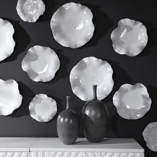 Uttermost Abella Abstract Flower Ceramic Wall Art - Set of 3 - Picture 3 of 9