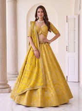 Bridal Haldi Ceremony Banarasi Silk Lehenga Choli Zari Designer Wear