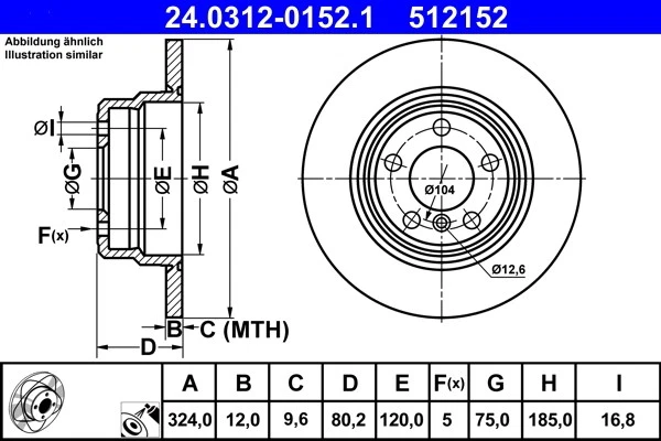 2x BRAKE DISC 24.0312-0152.1 FOR BMW X5/SAV/E53 M57D30 M54B30 3.0L M57D30 2.9L - Image 2 of 4