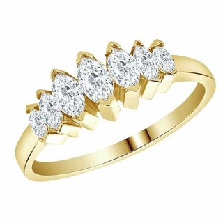 1.90 CT Marquise Diamond Half Eternity Band Wedding Ring 14K Yellow Gold Finish