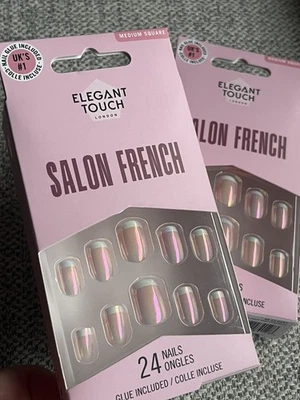 💅2 x Elegant Touch London Salon French Nails 24 with Glue Manicure