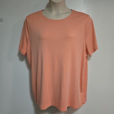Talbots Plus Size 3X Salmon Orange Round Neck 100% Cotton Short Sleeve Tee