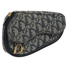 Christian Dior Trotter Canvas Pouch Navy Auth 119182