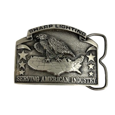 Vintage 1981 Bergamot Brass Works Belt Buckle Sharp Lighting Eagle USA Stars