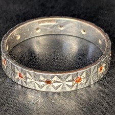 Vintage sterling silver garnet full eternity ring / wedding band size U 1/2