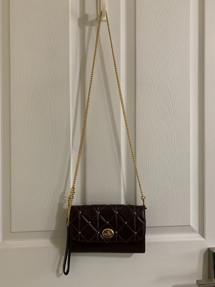 Bandolera Coach F23816 Cadena con Cuero Acolchado - Marrón - Cierre Giratorio Foto 4 de 4