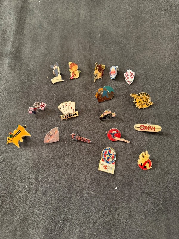 Vintage Collectible Lapel Pins Set - Pop Culture Flags Icons & More