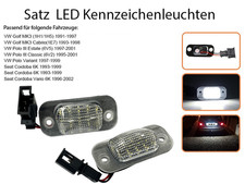 1-Satz LED Kennzeichenleuchten für VW Golf III & Cabrio / Polo Classic & Variant