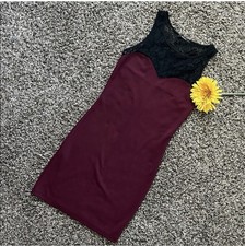 Forever 21 Maroon & Black Floral Lace Bodycon Dress, Size Small, Mixed Media