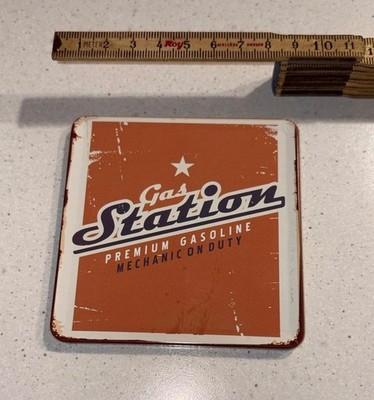 Vintage / antikes Emailschild / Blechschild ''Gas station, Premium Gasoline''
