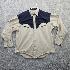 Rockmount Ranchwear Shirt Vintage USA Pearl Snap Men L Diamond Snaps Smiley