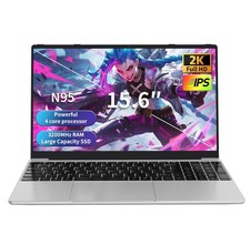 Gaming Laptop 15.6 2K Display N95 3.4GHz 16GB RAM 512GB Gray Lightweight