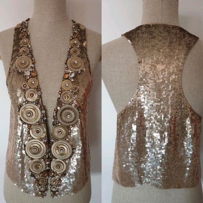 Matthew Williamson Designer Weste gold Pailletten Glitzer 36 S
